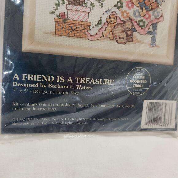 A Friend is a Treasure Counted Cross Stitch Kit Jiffy 16583 7 x 5 Sealed B23 - Picture 5 of 6